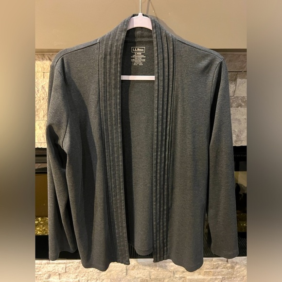 LL Bean size Large open cardigan, charcoal gray‎ - Picture 1 of 9
